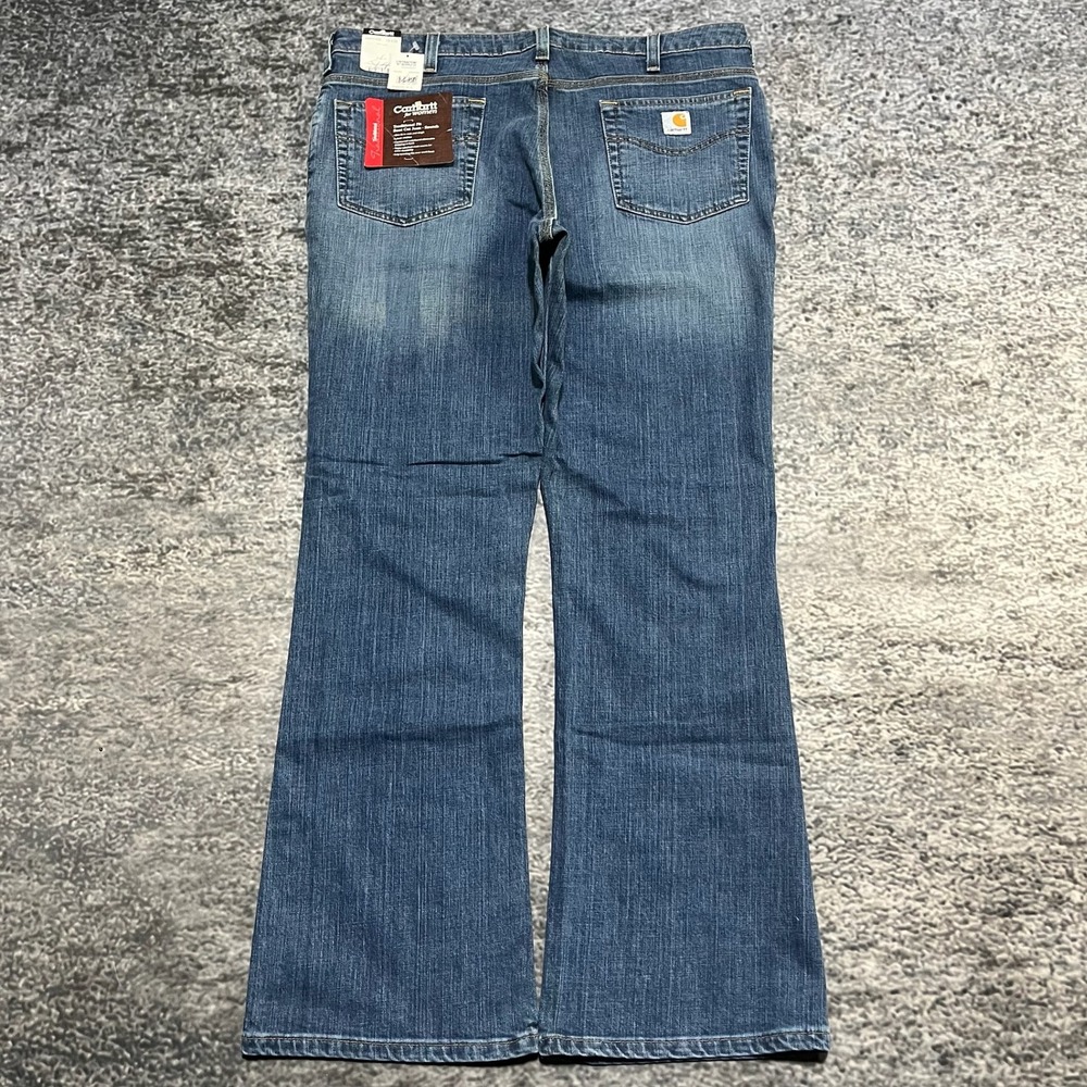 NEW Vintage Carhartt Jeans Womens 18x32 Blue Stretch Bootcut Wide Leg Y2K